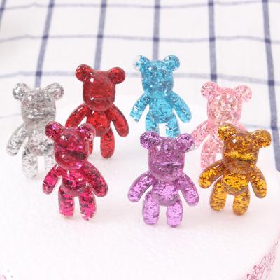 China Cute Resin Crystal Wedding Bear Birthday Cake Topper Fancy Gold Glitter Cupcake Toppers Graduation Festival Cake Decorating Supplies for sale