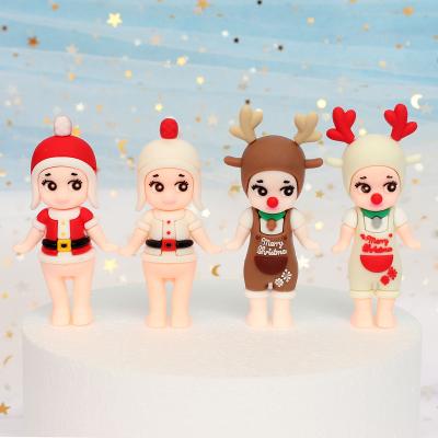 China Cute Baby Stock Cute Baby Stock Festival Merry Christmas Decoration Home Party Ornament 3d Cupcake OEM Festival Deer Horn Angel Cake Topper for sale