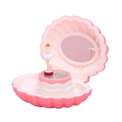 China Decorative Hand Crank Wholesale Shell Gift Fashion Christmas White Rose Custom For Girl Children Toy Jewelry Dance Ballerina Music Box for sale