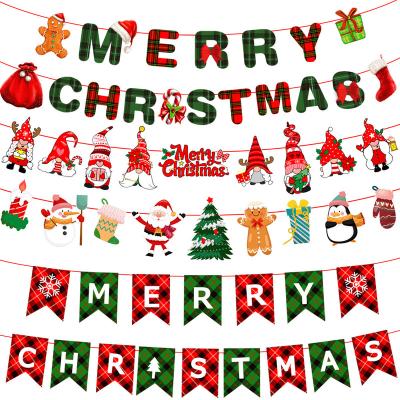 China Factory Happy Custom Stock Ready To Ship Paper Decor 2022 Hang Party Suppliers Festival Decoration Ornaments Merry Christmas Banner for sale