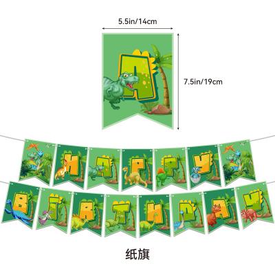 China 2022 Cute Custom Flags And Banners OEM Cheap Balloon Party Decorations 18 Balloon Dino Dinosaur Happy Birthday Decoration Set for sale