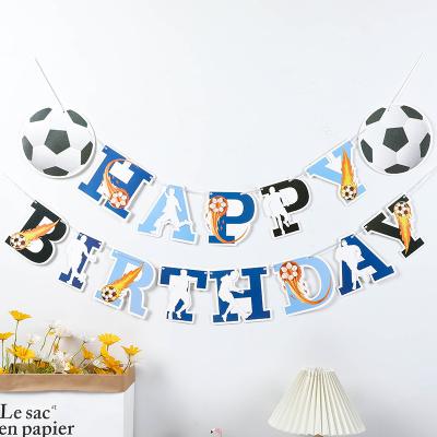 China Sports football basketball theme paper party decoration supplies unique new flag backdrop boy happy birthday banner for sale