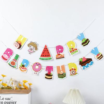 China Cute Fruit Cake Sheep Theme Backdrop Animal Kids Favor Supplies Bundle Items Party Banners Decoration For Birthday for sale