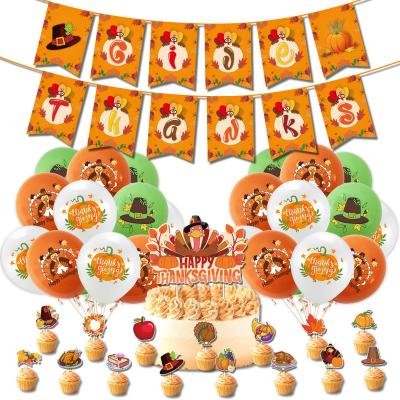 China Cute Orange Turkey Pumpkin Color Balloon Banner Festival Props Party Decorating Paper Cake Topper Thanksgiving Decorations for sale