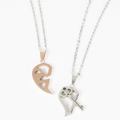 China New 2021 Couple Heart Key Pendant Stainless Steel Romantic Fashionable Tasty Necklace for sale