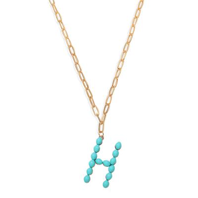 China TRENDY Blue Ribbon Crystal Letter Necklace Pendants Initial Jewelry Making Name Necklace Personalized Necklaces for sale