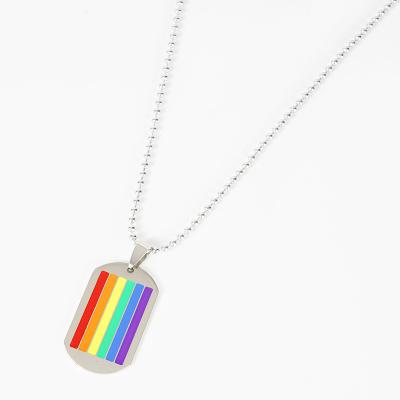 China New 2021 Romantic Jewelry Rainbow Six Color Personality Necklace Stainless Steel Pendant for sale