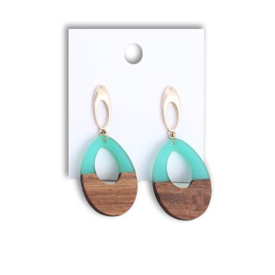 China Vintage Sell Unique Products Korean Women Earrings With Antique Wood Drop Pendant for sale