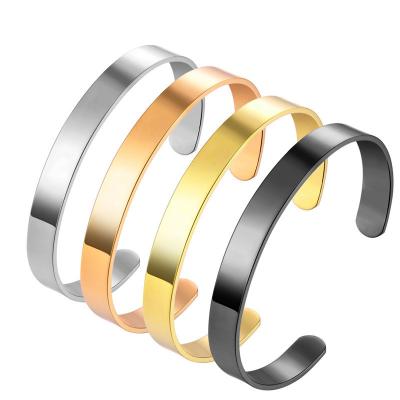 China Casual/Sporty Empty Orange Men's Women's Bracelet Titanium Steel Stainless Smooth For Fashion Cuff Bracelets for sale