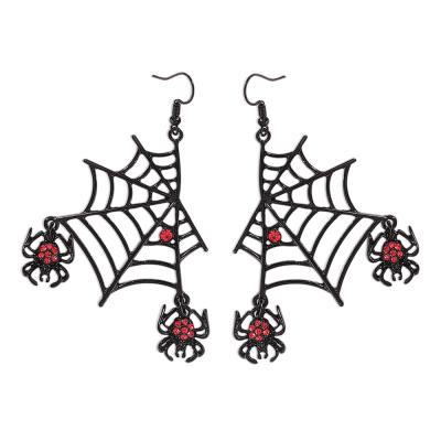 China Crazy Hiphop Rhinestone Black Spider Earrings Necklace Zinc Alloy Jewelry Set For Halloween Holiday for sale