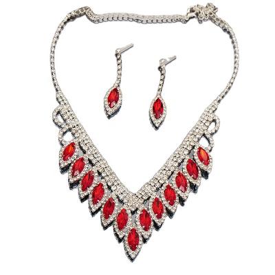 China Romantic Indian Rhinestone Earring And Necklace India Jewelry Sets for sale