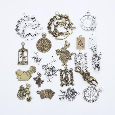 China CLASSIC 20 Mixed Vintage Alloy Alice Wonderland DIY Jewelry Raw Materials Pendant Jewelry Accessories Making for sale