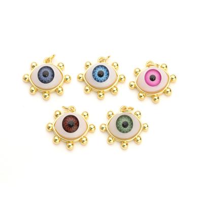 China Religious Micro Zircon Jewelry Parts Evil Eye Pendant For DIY Bracelet Necklace Making for sale