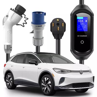 China European Standard Electric Vehicle 8A 10A 13A 16A 32A AC Type2 Reserve FAST Charging Charger with 7kw Max Power EV Portable Charger for sale