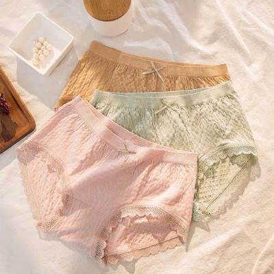 China High Quality Mid Waist Girls Breathable Premium Cotton Lace Up Women's Panties for sale