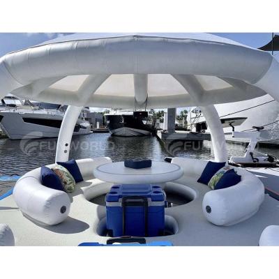 China 2021 new factory direct luxury airtight inflatable water entertainment party relaxation relaxation fishing dock floating island bana for sale