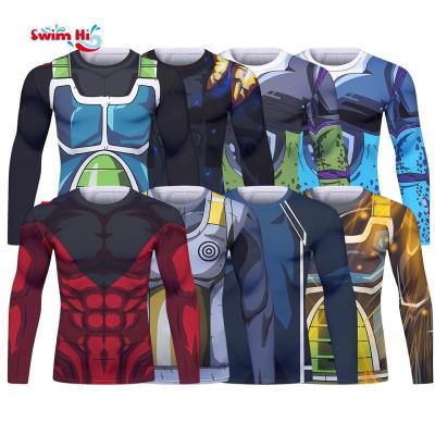 China Sun Protection custom printed surfing rashguard rash vests uv upf 50+ bjj rash guard mma long sleeve men compression shirts for sale