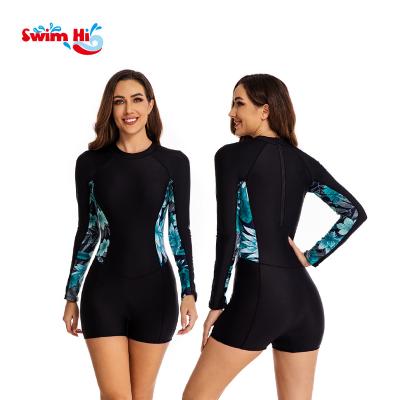 China Quick Dry Anti Uv Womens Rash Guard Swimsuit one Piece Long Sleeve Sun Protection Swimwear Bathing Suit for sale