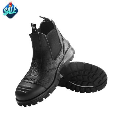 China Best Selling Waterproof Breathable Steel Toe Prevent Puncture Labor Protection Oil Slip Resistant Black Leather Shoes for sale