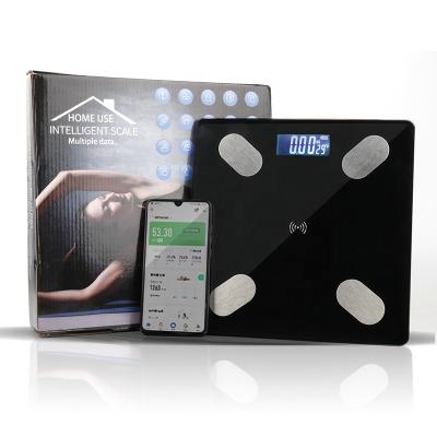 China Important Physical Health Index (180kg Weight LCD Display Electronic Intelligent Weighing Bathroom Scale Digital Body Scale Tempered Glass +ABS Plastic Battery 100g Hostweigh for sale