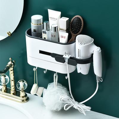 China Bathroom Factory Cheap Price Plastic Wall Mounted Hair Dryer Storage Rack For Bathroom for sale