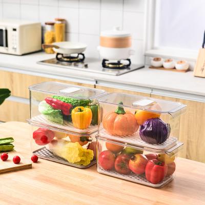 China Viable Organizer Fruit and Vegetable Drain Basket Storage Box Fridge Container for sale