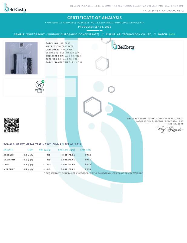 HEAVY METAL TESTING - AFJ Technology Co., Ltd.