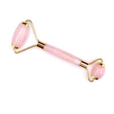 China Hot selling portable/durable/washable amazon quartz natural stone jade facial stone rose quartz roller with built-in frame for sale