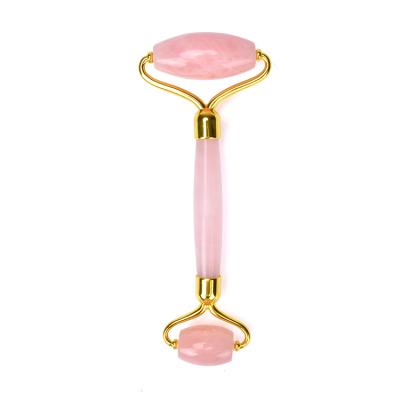 China Stong Frame/Portable Frame Rose Quartz Roller Gold Arc Shape For Face Body Skin Therapy for sale