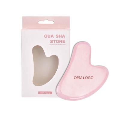 China New Material Rose Quartz Peach Shape Natural Guasha Board Feeling Fresh Rose Quartz Gua Sha Facial Tool for sale