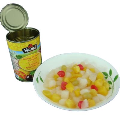 China Pineapple cherry peach serviceberry mixed fruit tin in syrup cheap fruit salad tin canned fruits for sale