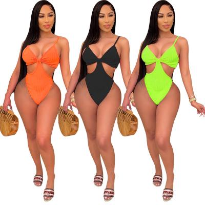 China 2021 Custom Women's Sexy One Piece Bikini Swimwear Anti-UV Cut Out Swimsuit for sale