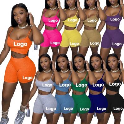 China 2021 Streetwear Anti-Wrinkle Biker Shorts Custom Spandex Two Piece Shorts Solid Color Gym Clothes High Waisted Workout Shorts For Women for sale