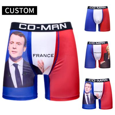 China 2022 polyester men's underwear briefs and men's boxers french presidential election promotion logo macron antibacterial wholesale custom underwear for sale