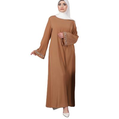 China New Muslim Moroccan Middle East Dry Cleaning Women Kaftan Turkey Abaya With Pocket Khaki Open Front Modern Islamic Event Dresses Clothing for sale