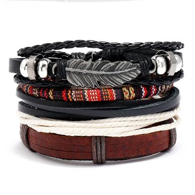 China Retro European And American Popular Jewelry Hand - Woven Vintage Cowhide Bracelet DIY4 Piece Set for sale