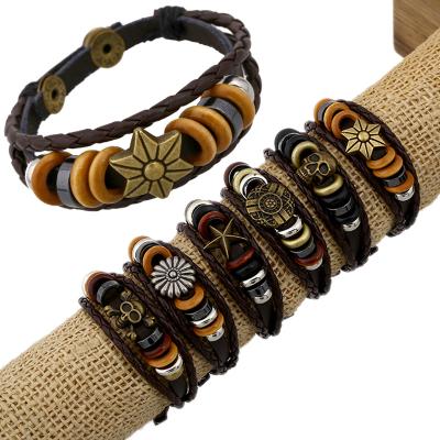 China Fashionable Korean Adjustable Handwoven Leather Bracelet Men's Retro Cowhide Style Style Men's Bracelet Factory direct sales for sale