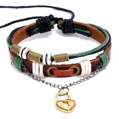 China New retro romantic simple woven suit of fashion jewelry handmade leather couple bracelets woven bracelets for sale