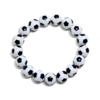 China Wholesale Graceful Handmade Football Soccer Beads Bracelet For Men Stretch Charm Bracelets Bangle for sale