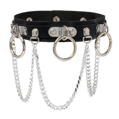 China Wholesale Punk Metal Chain Goth Choker Collar Leather Collar For Women Girl SM Jewelry Sexy Slave Leather Collar for sale