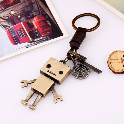 China Handmade Leather Metal Keychain Alloy Removable Robot for sale