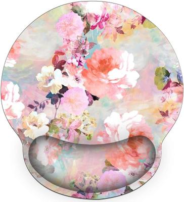 China With Wrist Rest Ergonomic Mouse Pad With Wrist Support Flower Pink Peonies Floral Non-Slip Rubber Base Mousepad For Home Office Gaming Working for sale