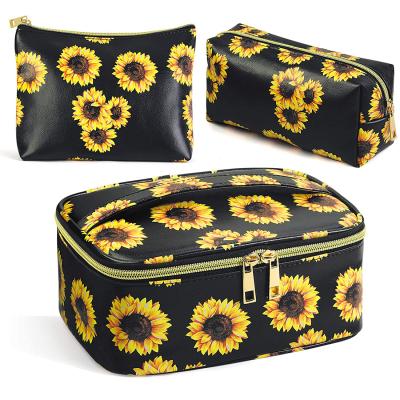 China Fashion 3Pcs Makeup Bags Travel Portable Cosmetic Bag Multifunction Waterproof Organizer Case With Gold Zipper Marble Toiletry Bags for sale