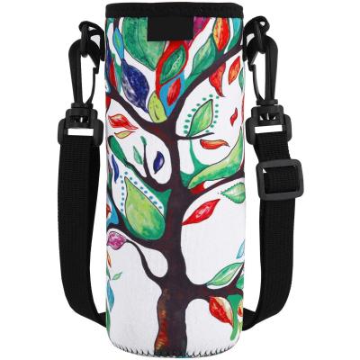 China Waterproof Neoprene Water Bottle Carrier Bag with Adjustable Shoulder Strap, Insulated Water Bottle Cover for Stainless Steel/Glass Bottles for sale