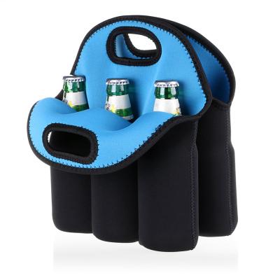 China 6 Pack Waterproof Bottle Can Cooler Carrier Tote Insulated Neoprene Baby Bottle Bag Water Beer Bottle Holder For Travel Safe Carry Handle for sale