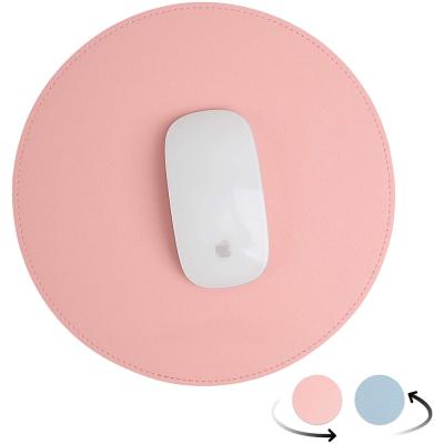 China Small Round Double Sided PU Leather Mouse Pad Wonder PU Leather Mouse Pad Desk Mouse Pad With Stitched Edge For Computer Wireless Mouse for sale