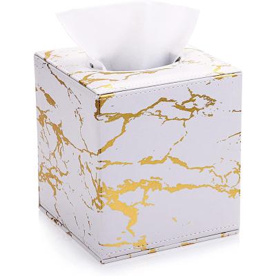 China Waterproof Tissue In Place Box Lid Cube Tissue Box Holder Facial Case Dispenser For Bathroom Vanity Countertop for sale