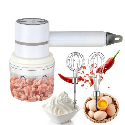 China Hot Selling 2-in-1 Stored Handheld Egg Beater Electric Household Mixer 3 Speeds Handheld Egg Beater For Mixing Cream Beating Cooking Tools for sale