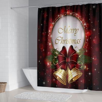 China Viable Wholesale Custom Made Luxury Waterproof Christmas Printing European Bathroom Shower Curtains for sale