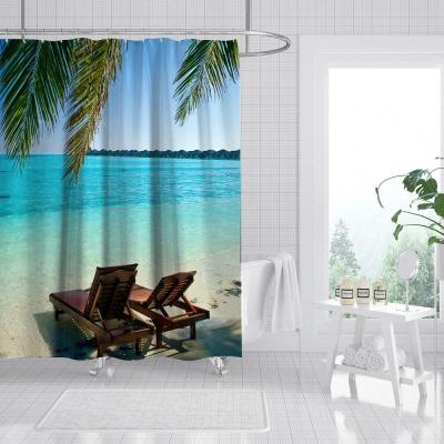 China Sustainable 3D Bathroom Shower Curtain Sets With Covers Shower Curtain Set for sale